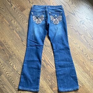 Y2K Blue Flare Jeans with Embroidery
